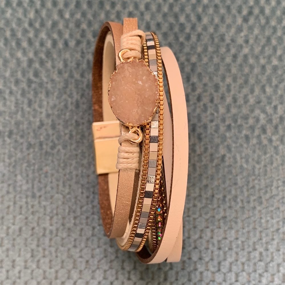 Leather Strap Bracelet with Magnetic Clasp